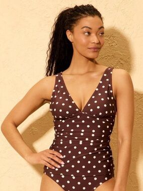 NWT Polka Dot Brown One-Piece Swimsuit